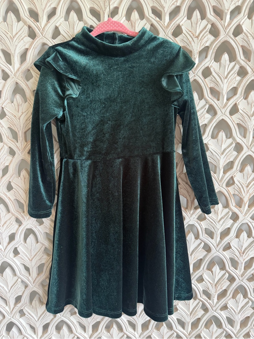 Pippa & Julie Girls 5 Emerald Green Shimmer Velvet Holiday Dress